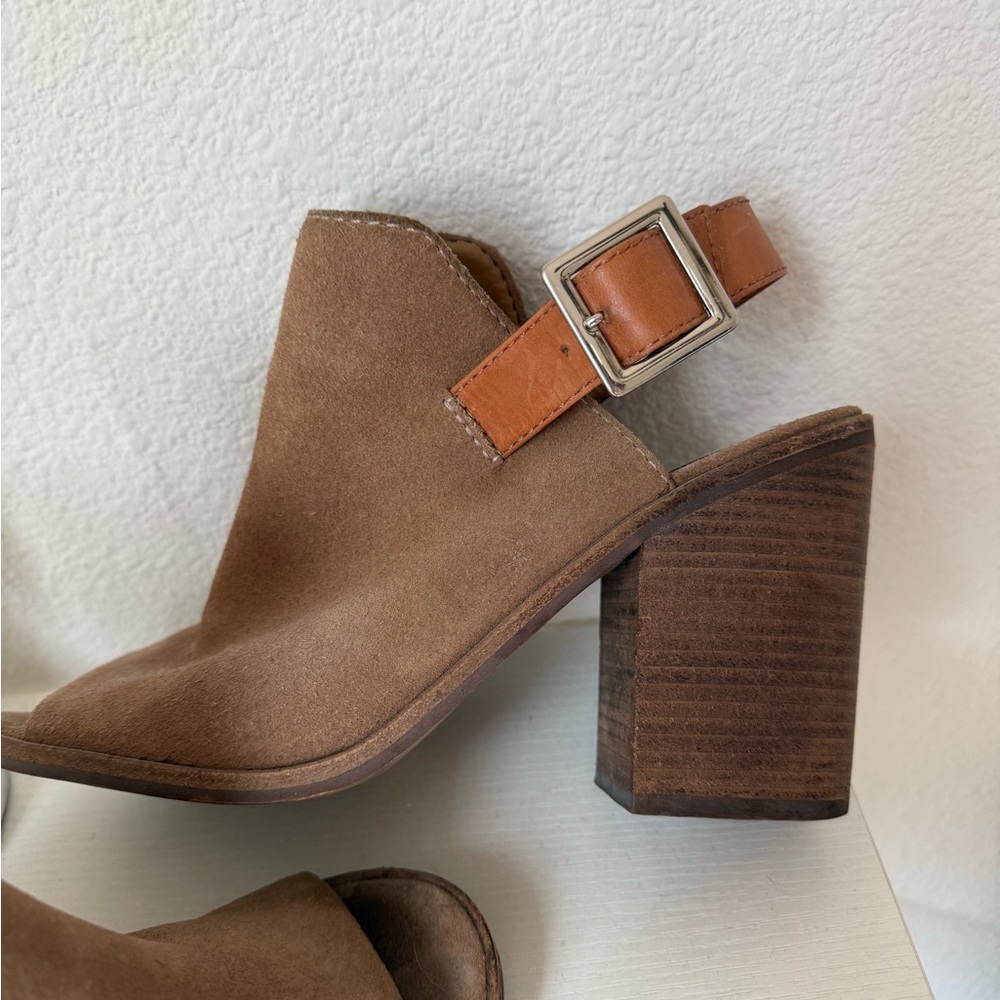 Steve Madden Tan Peep-Toe Block Heels - Picture 2 of 4